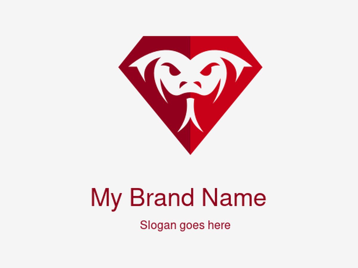 Bold Red Diamond-Shaped Logo Featuring a Fierce Cobra Head with Glowing Eyes